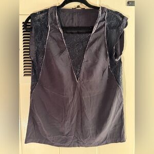 Maje Gray Lace Trim Tank Top